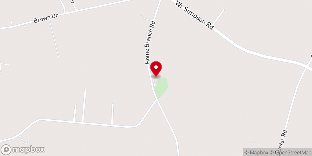 Map showing location of Home Branch Baptist Church