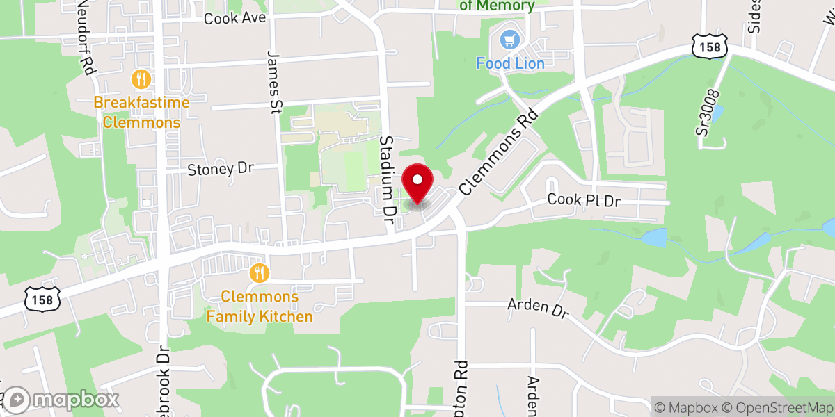 Map showing location of Clemmons First Baptist Preschool