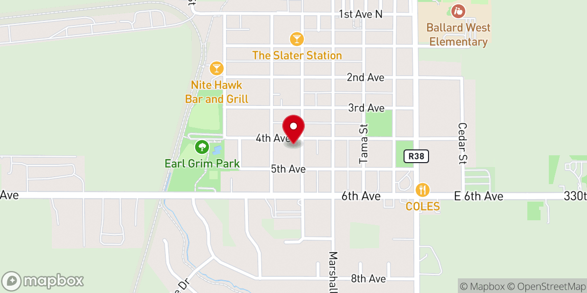 Map showing location of Slater United Methodist Church