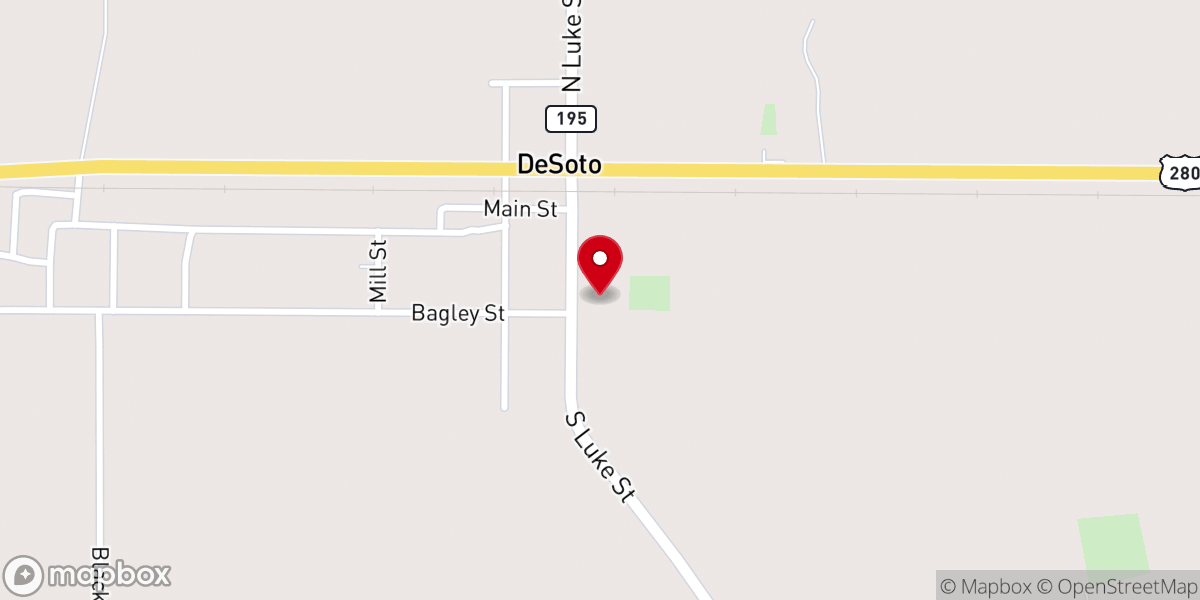 Map showing location of De Soto Church
