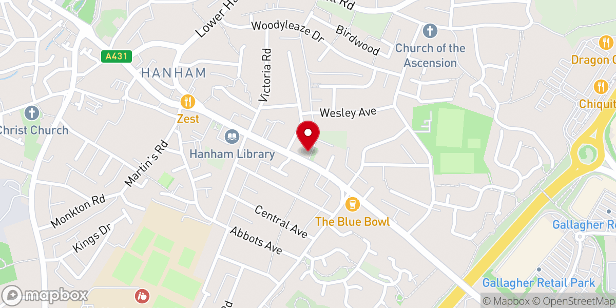 Map showing location of Hanham Baptist Church