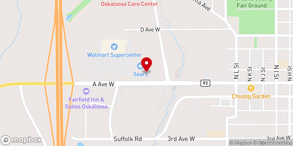 Map showing location of Love INC of Mahaska County