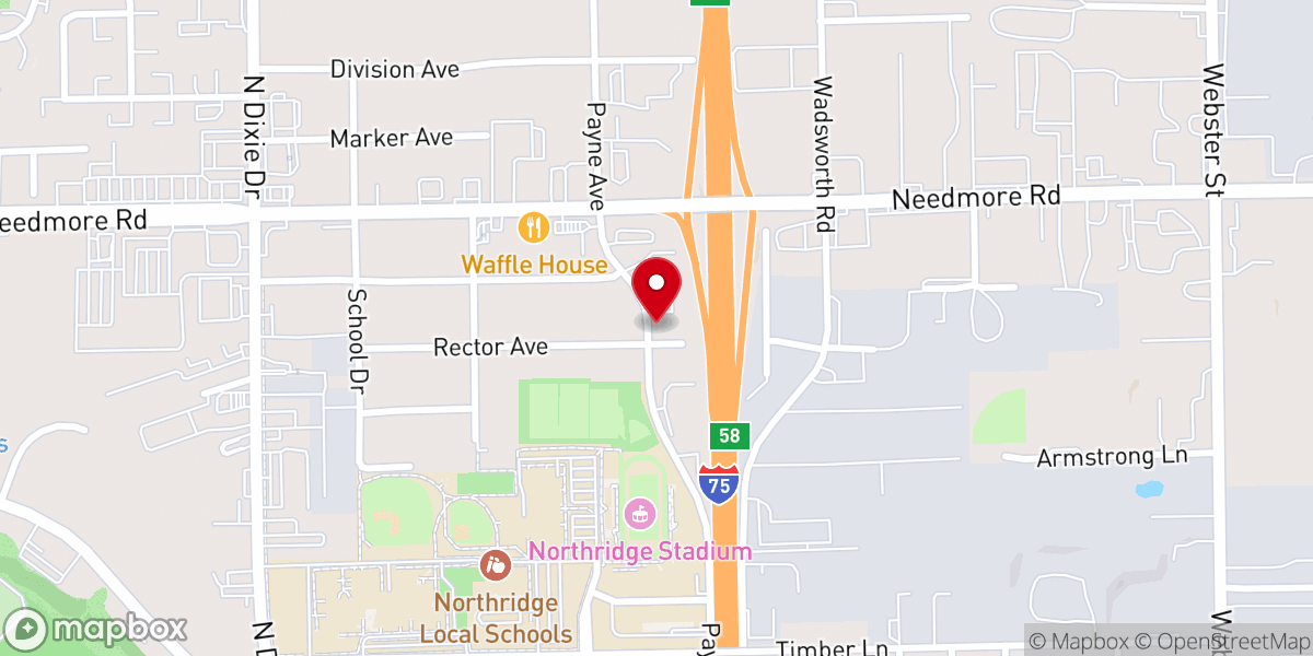 Map showing location of Northridge Free Will Baptist