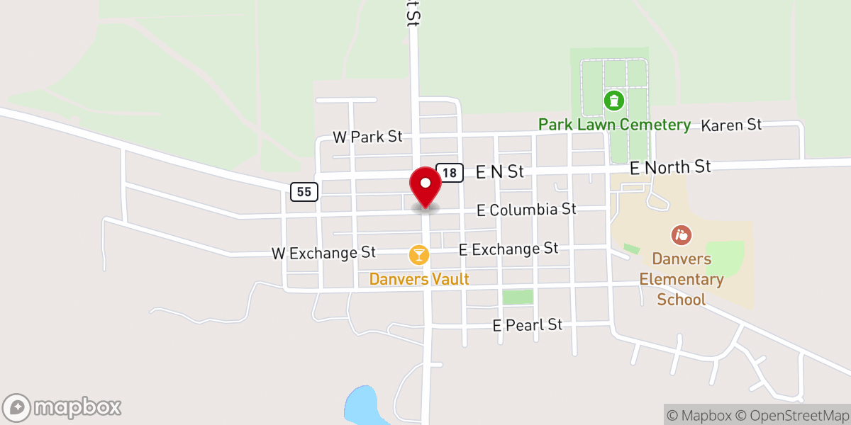 Map showing location of Danvers