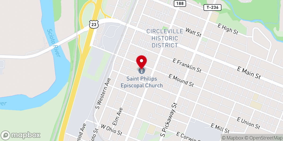 Map showing location of St Philips Episcopal Church