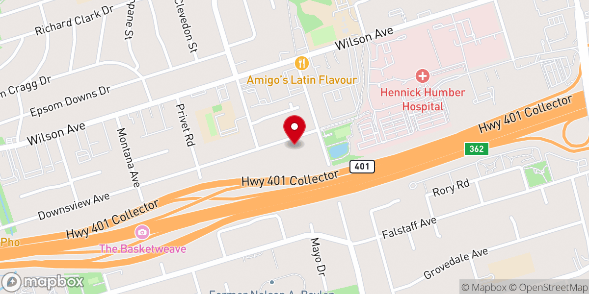 Map showing location of Downsview Baptist Church
