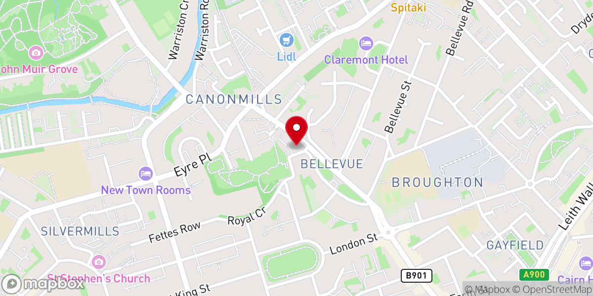 Map showing location of Bellevue Chapel