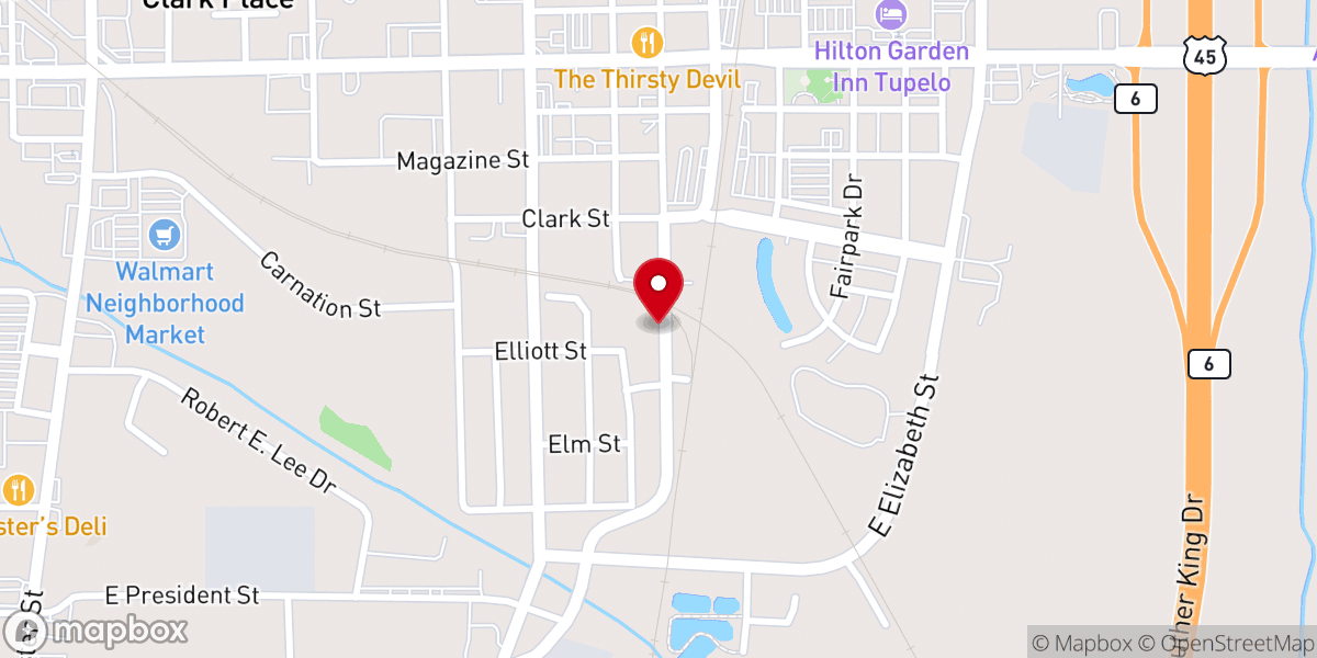Map showing location of Tupelo Cotton Mill