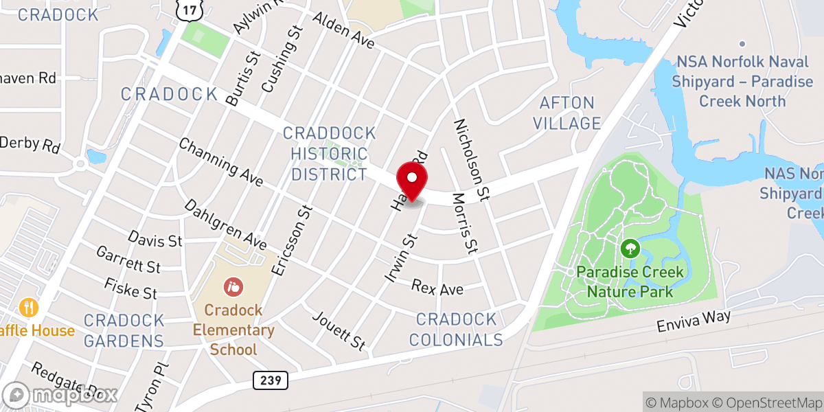 Map showing location of Cradock Baptist Church