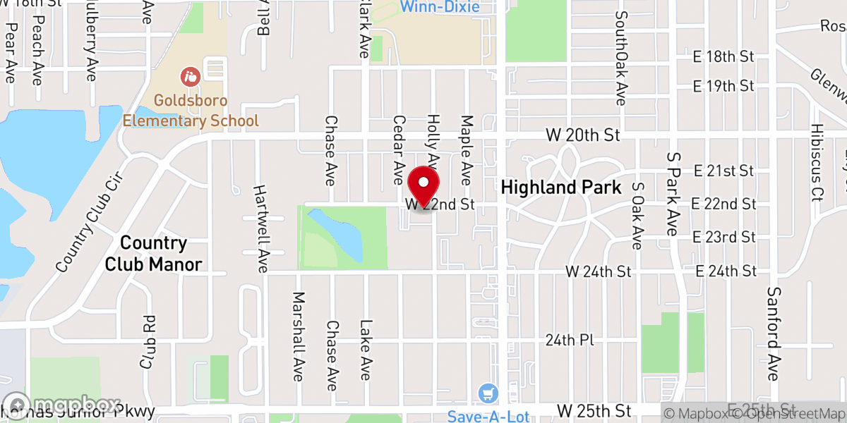 Map showing location of Sanford Riverwalk Church-God
