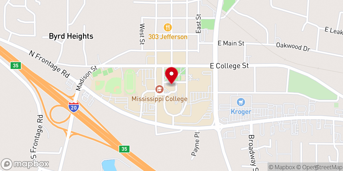 Map showing location of Mississippi College