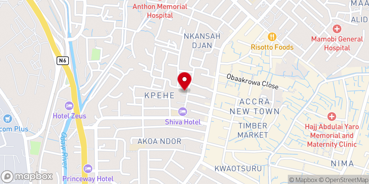 Map showing location of Rev. J.E. Allotey-Pappoe Methodist Church, Accra New Town