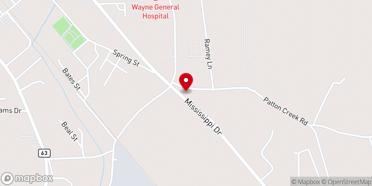 Map showing location of Wayne County Baptist Association