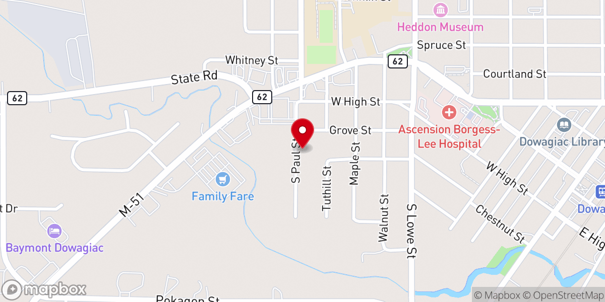 Map showing location of Second Baptist Church