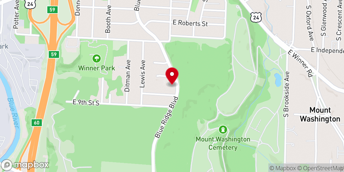 Map showing location of Blue Ridge Assembly of God