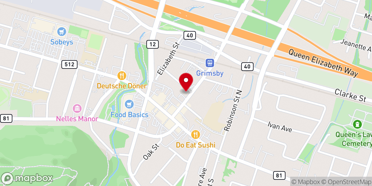 Map showing location of Grimsby St. George temple