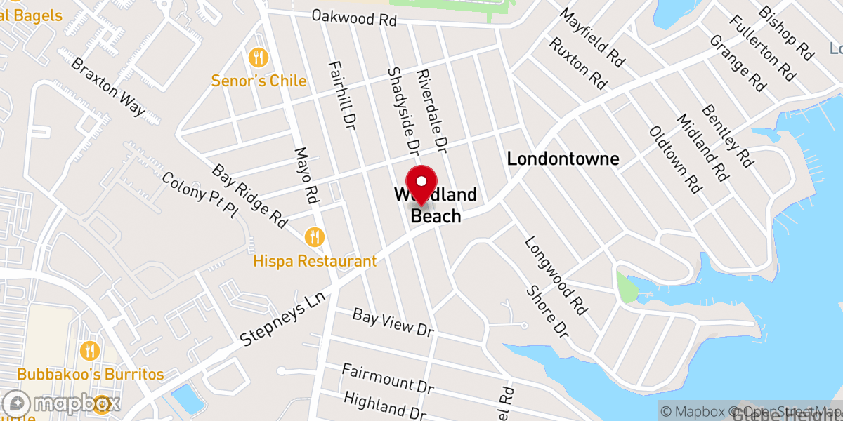 Map showing location of Woodland Beach Community Church