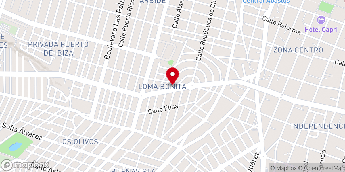 Map showing location of Parroquia del Niño Obrerito