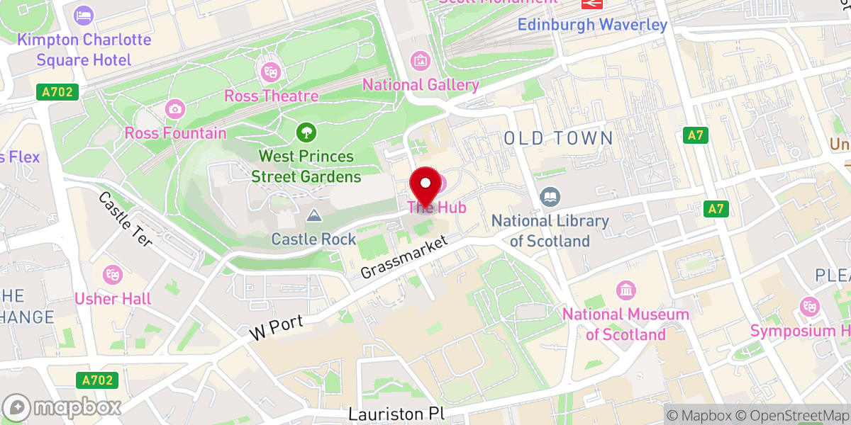 Map showing location of St Columba's by the Castle Scottish Episcopal Church