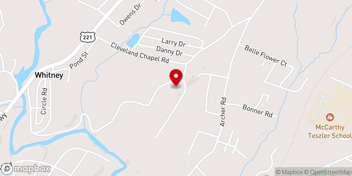 Map showing location of Cleveland Chapel Baptist Church