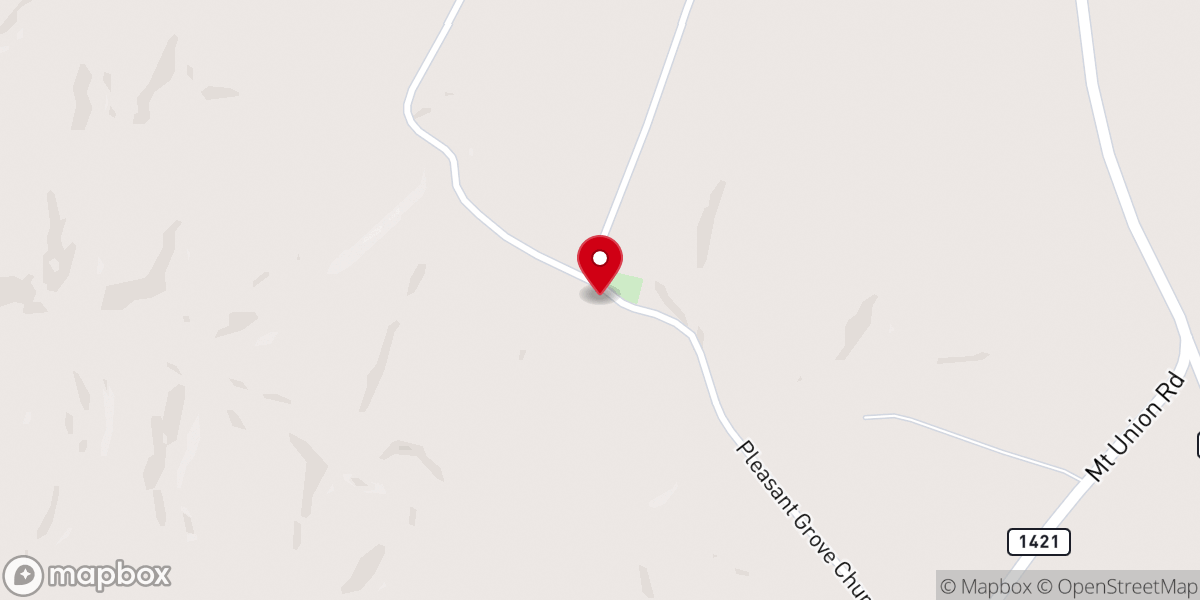 Map showing location of Pleasant Grove Church