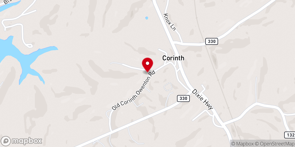 Map showing location of Corinth Christian Church