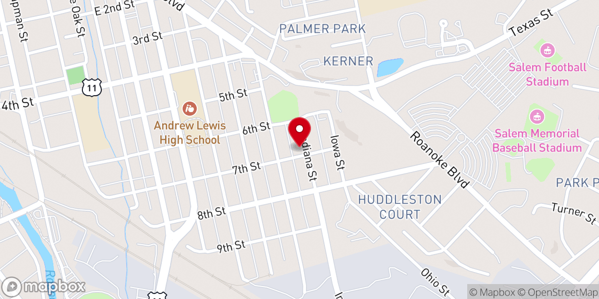 Map showing location of Salem / Roanoke County Food Pantry