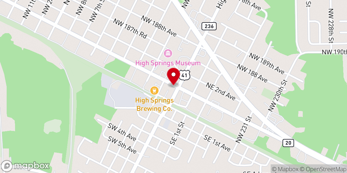 Map showing location of Florida Creamery High Springs