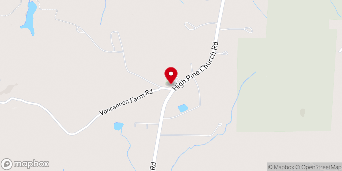 Map showing location of High Pine Wesleyan Church
