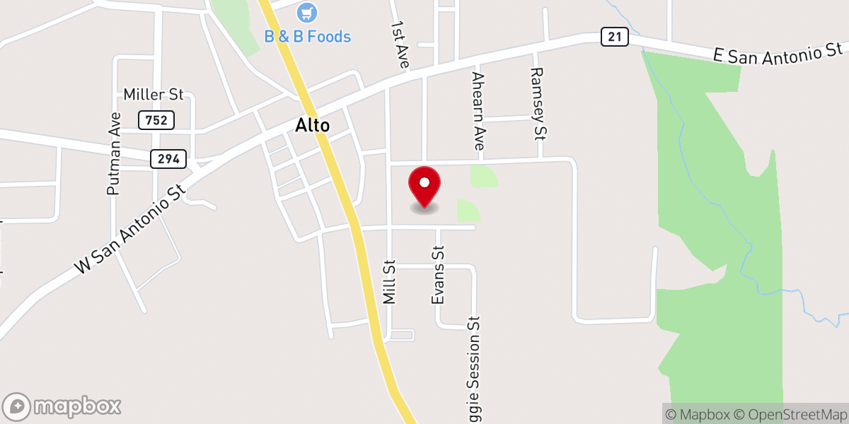 Map showing location of Hilltop Baptist Church