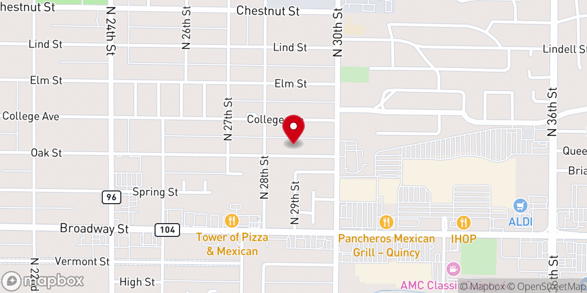 Map showing location of Quincy Seventh-day Adventist Church