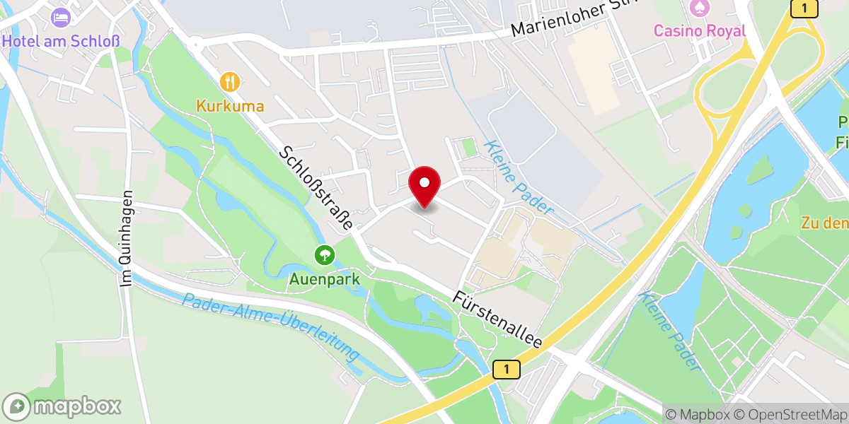 Map showing location of Kirche lebt. Schloß Neuhaus e.V.