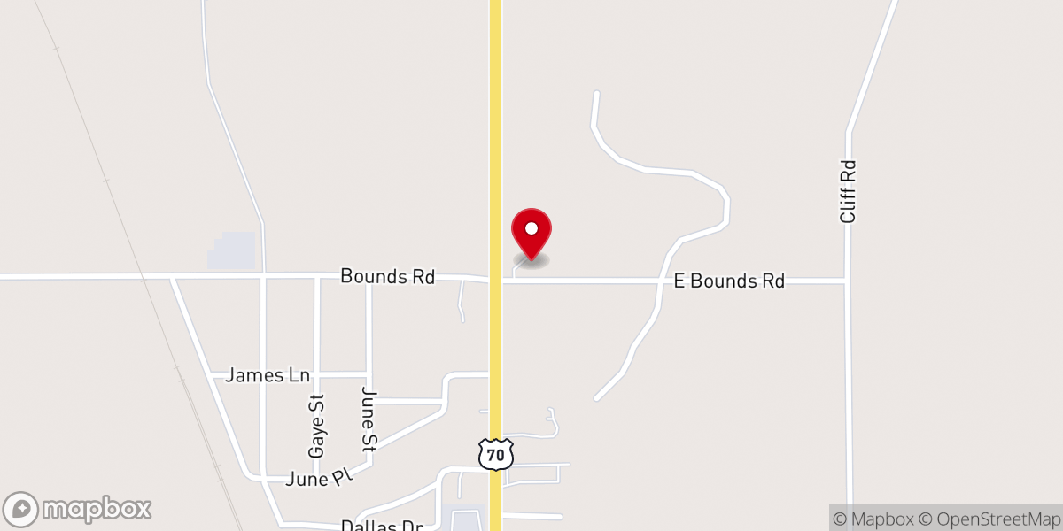 Map showing location of Hilltop Baptist Church