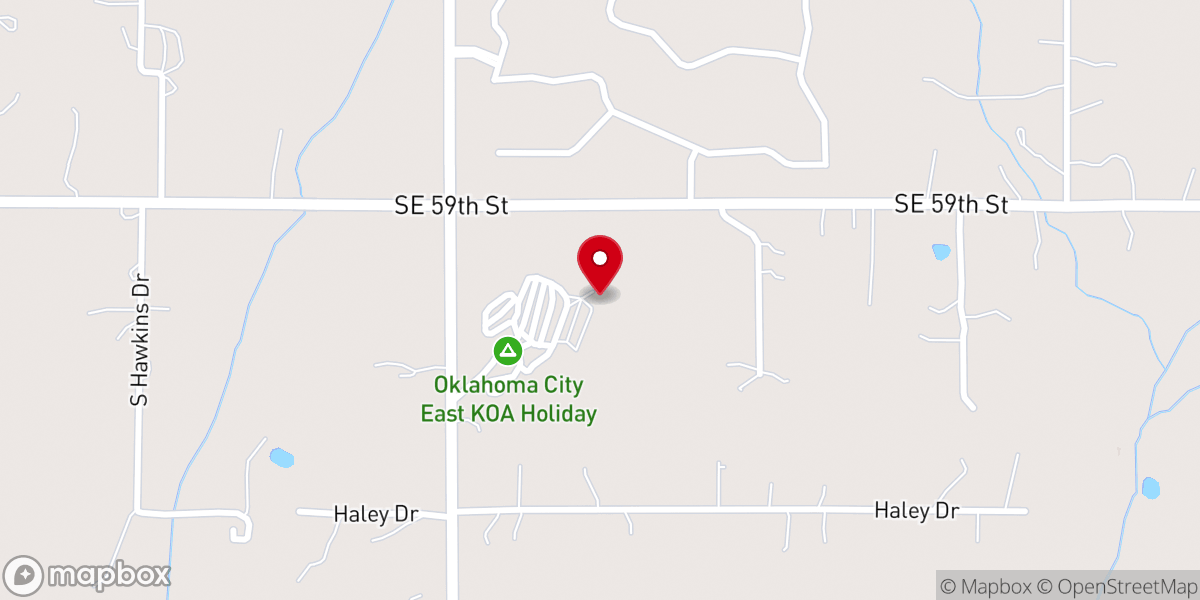 Map showing location of Eastern Oklahoma County church of Christ