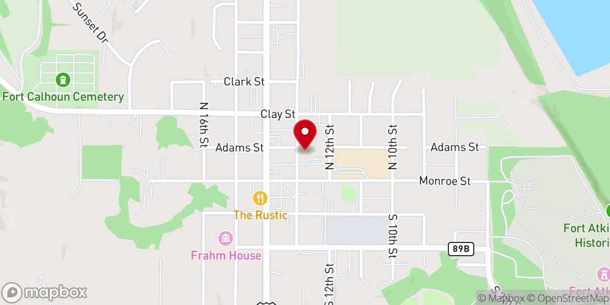 Map showing location of Fort Calhoun Presbyterian Church