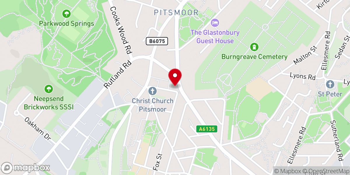 Map showing location of Pitsmoor Methodist Church