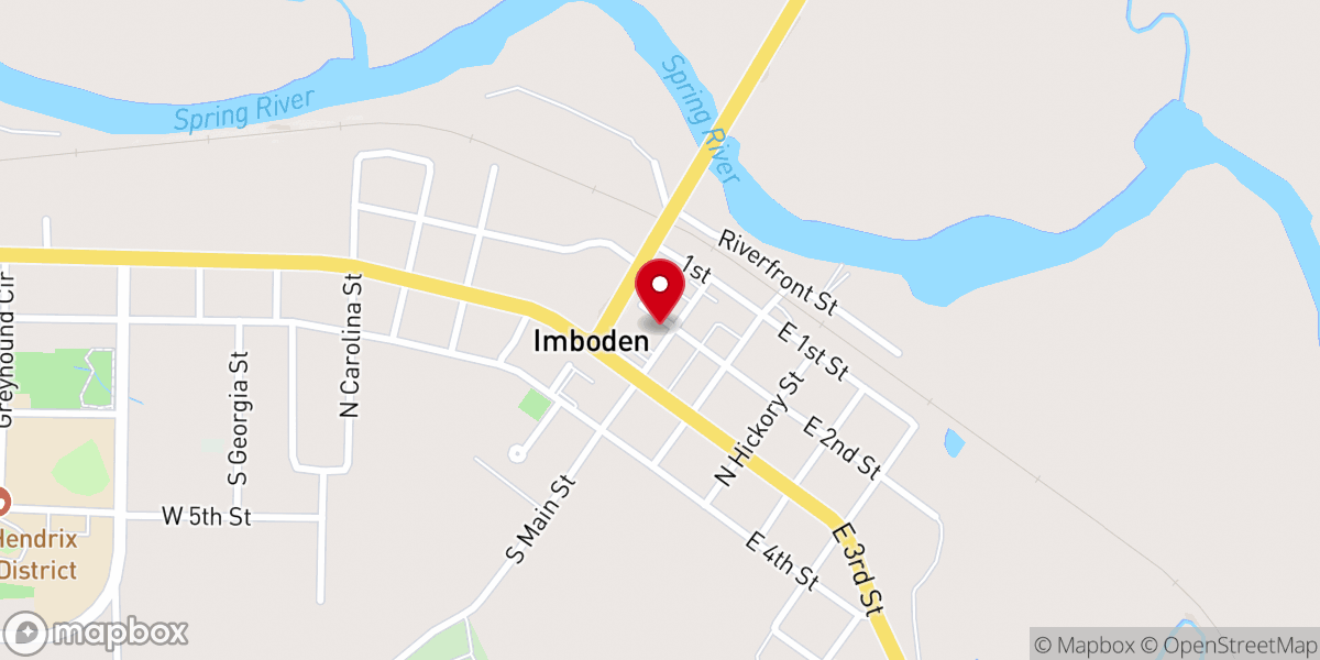 Map showing location of Imboden United Methodist Church