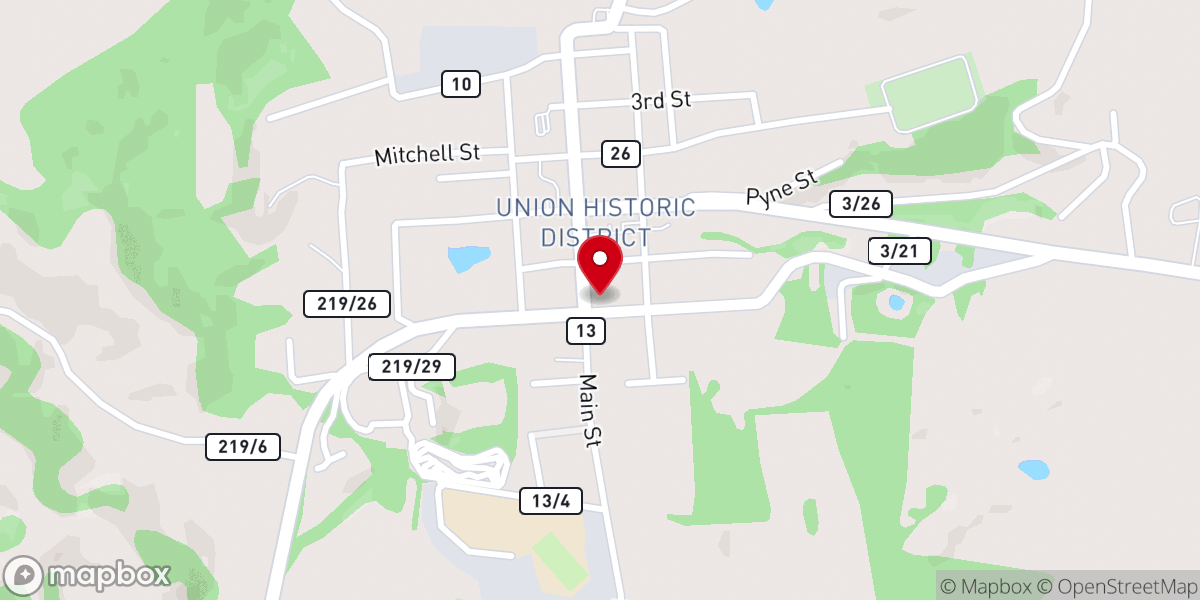 Map showing location of St John's United Methodist Church