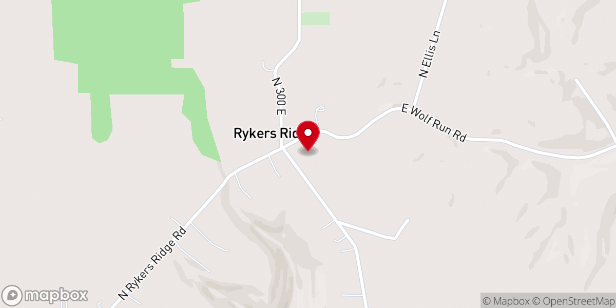 Map showing location of Rykers Ridge Baptist Church