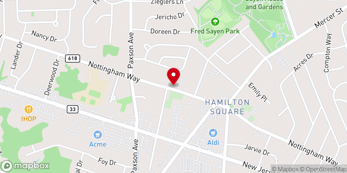 Map showing location of First Presbyterian Church