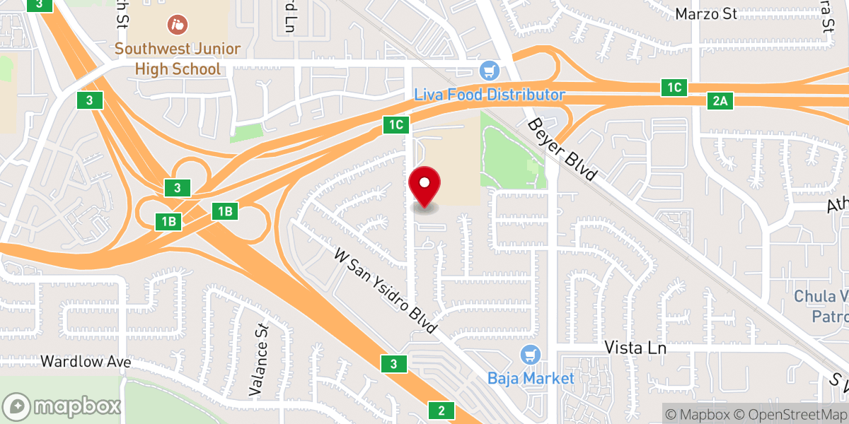 Map showing location of Primera Iglesia Bautista de San Ysidro