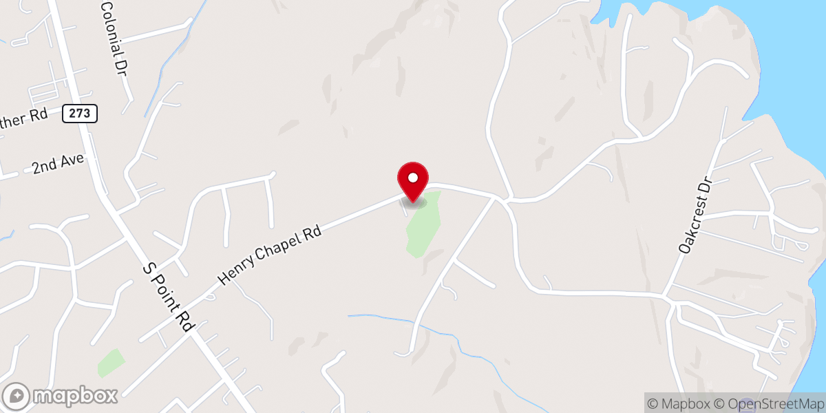 Map showing location of Henry's Chapel AME Zion Church