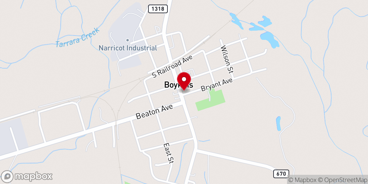 Map showing location of Boykins United Methodist Church