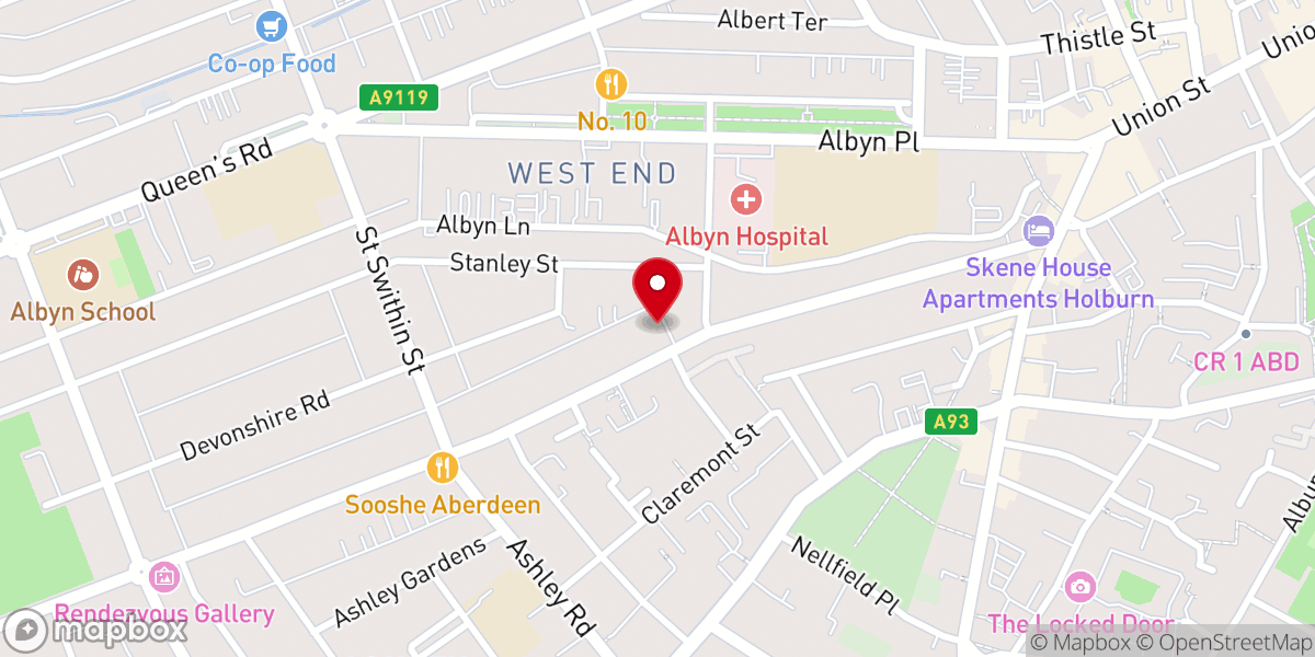Map showing location of Aberdeen Christian Fellowship