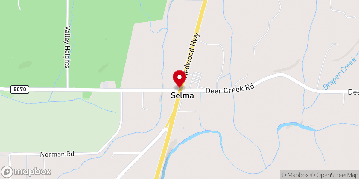 Map showing location of Selma
