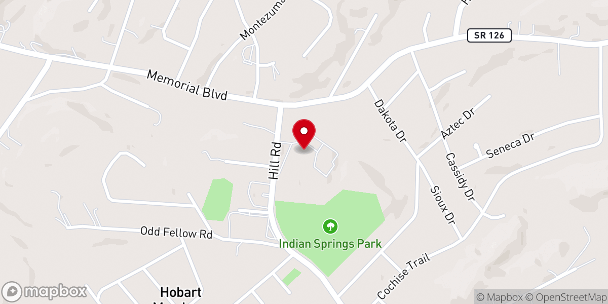 Map showing location of Indian Springs Baptist Church