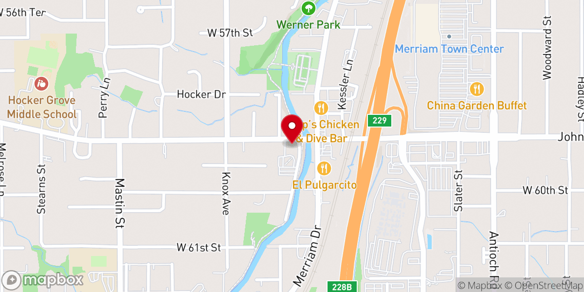 Map showing location of Merriam Christian Church