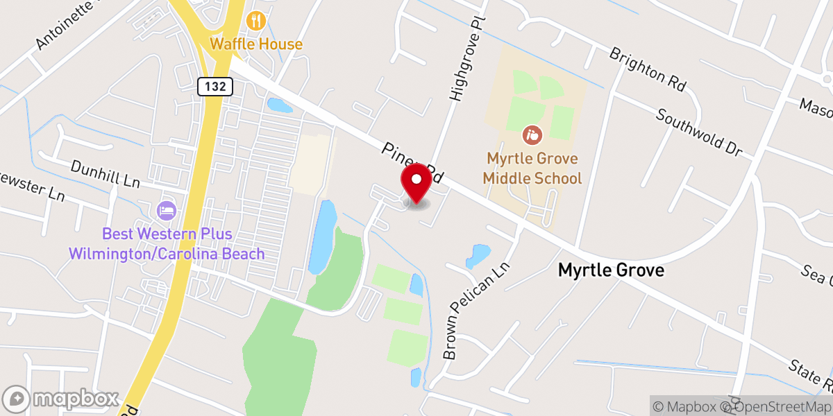 Map showing location of Myrtle Grove Presbyterian Church