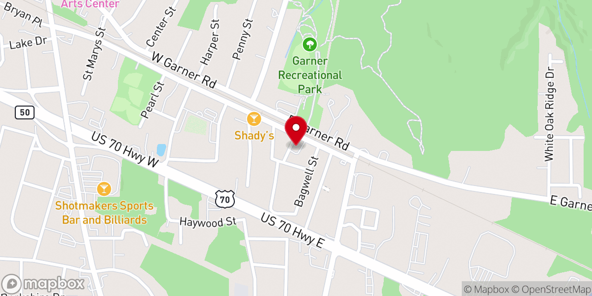 Map showing location of Wake Baptist Grove Church