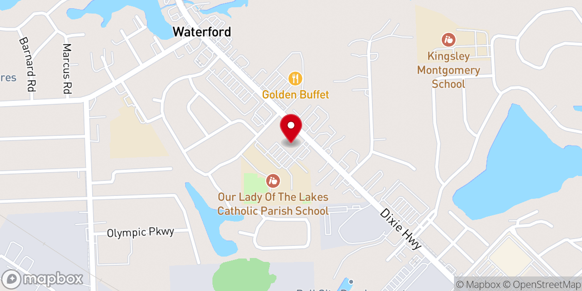 Map showing location of Our Lady of the Lakes Catholic Church